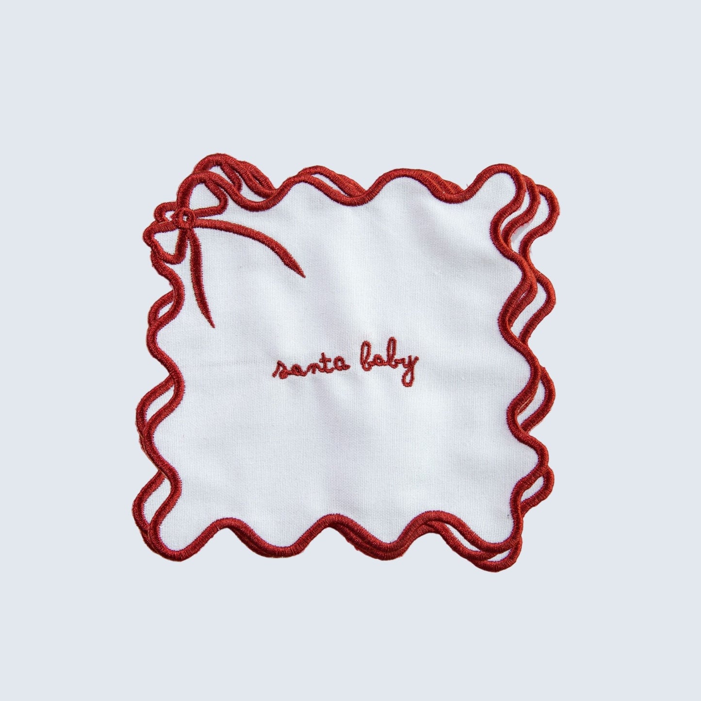 Santa Baby Embroidered Linen Cocktail Napkins — Set of 4