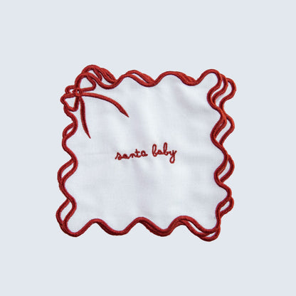Santa Baby Embroidered Linen Cocktail Napkins — Set of 4