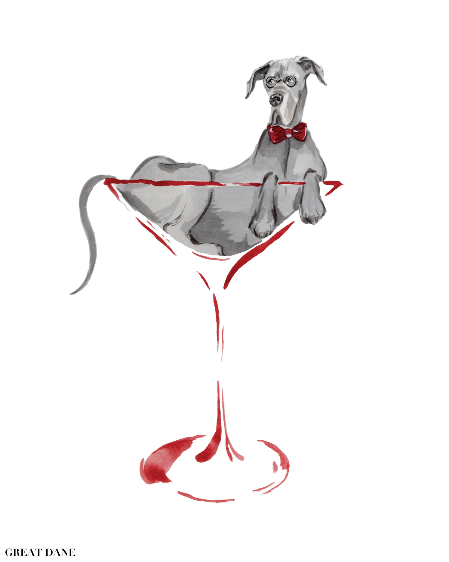 Puptini & Kittytini Martini Portrait Print | Pet Illustration Art Print