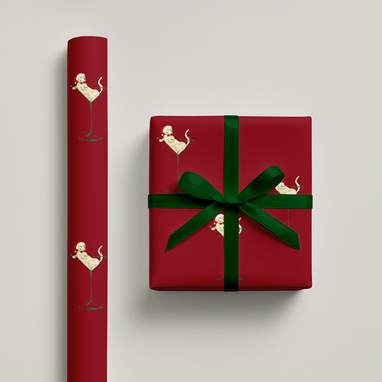 Puptini Holiday Gift Wrap | Dog Wrapping Paper | Martini Holiday Wrapping Paper