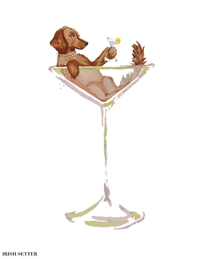Puptini & Kittytini Martini Portrait Print | Pet Illustration Art Print