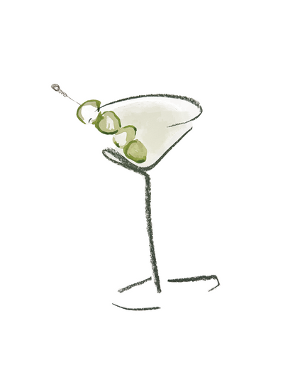 extra dirty - martini greeting cards