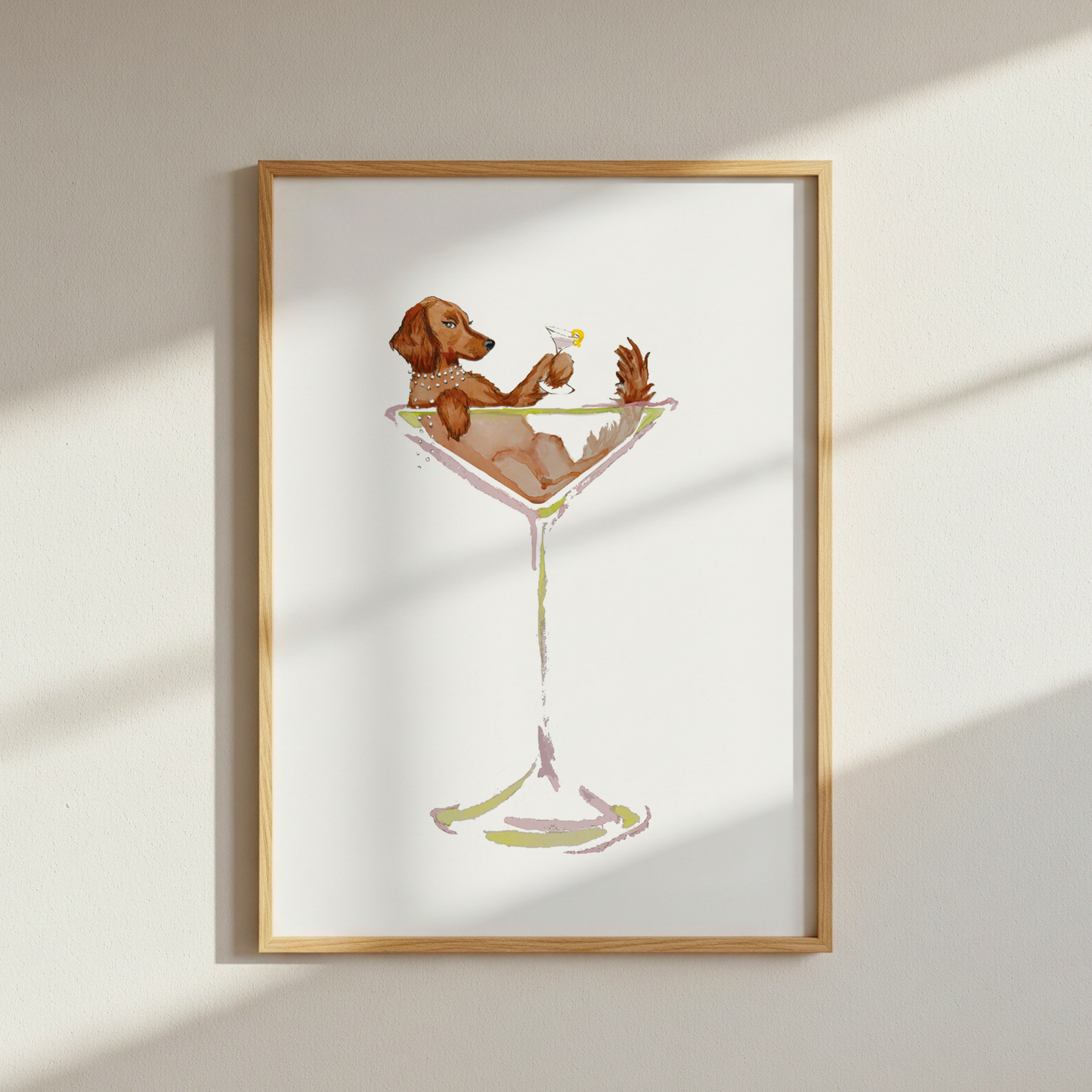 Puptini & Kittytini Martini Portrait Print | Pet Illustration Art Print