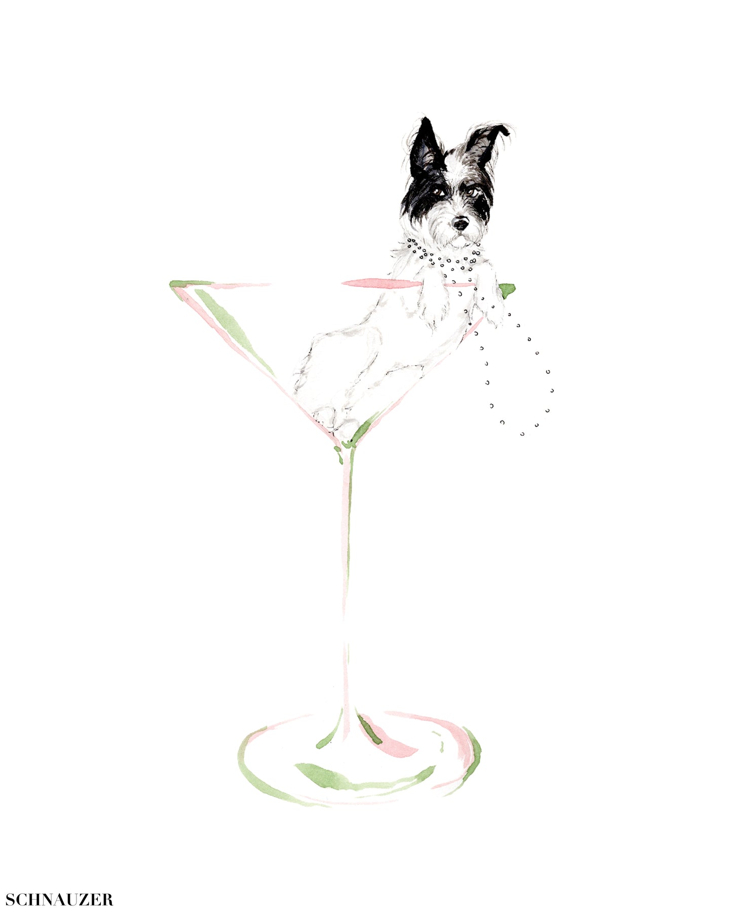 Puptini & Kittytini Martini Portrait Print | Pet Illustration Art Print
