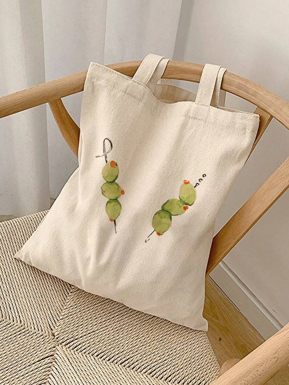 Olive Skewers Canvas Tote Bag — Reusable Market & Book Tote