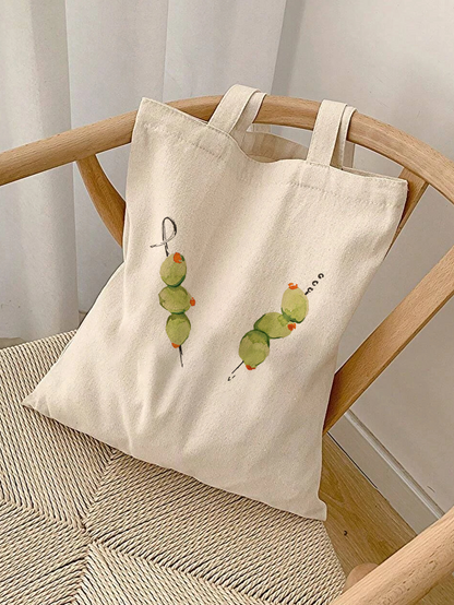 Olive Skewers Canvas Tote Bag — Reusable Market & Book Tote