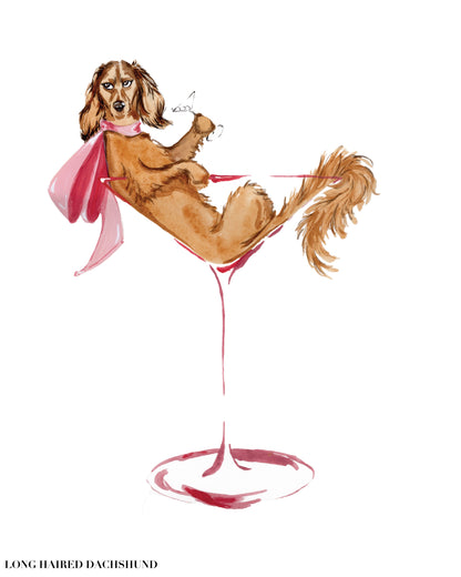 Puptini & Kittytini Martini Portrait Print | Pet Illustration Art Print