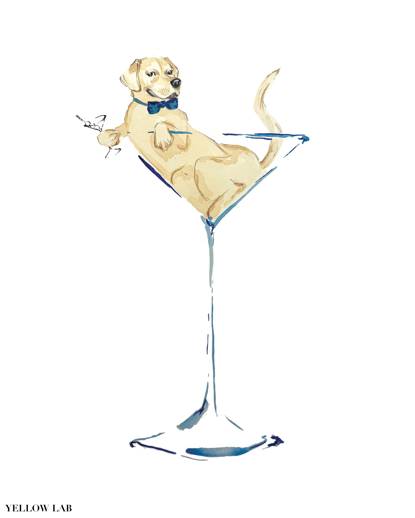 Puptini & Kittytini Martini Portrait Print | Pet Illustration Art Print