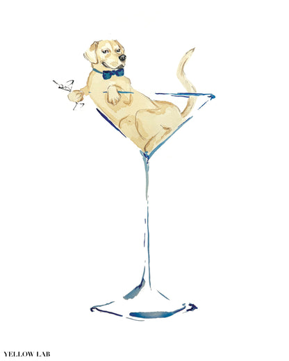 Puptini & Kittytini Martini Portrait Print | Pet Illustration Art Print